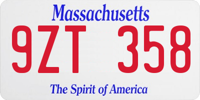MA license plate 9ZT358