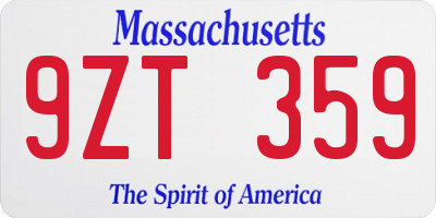 MA license plate 9ZT359