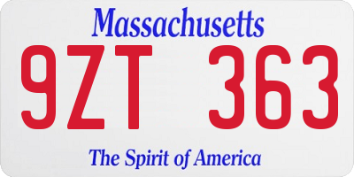 MA license plate 9ZT363