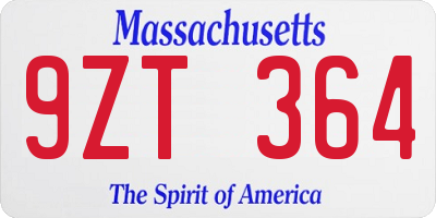 MA license plate 9ZT364