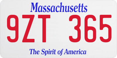 MA license plate 9ZT365