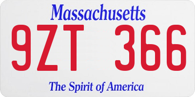 MA license plate 9ZT366