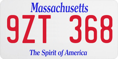 MA license plate 9ZT368