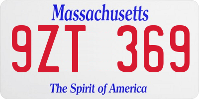 MA license plate 9ZT369