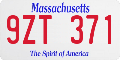 MA license plate 9ZT371