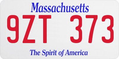 MA license plate 9ZT373