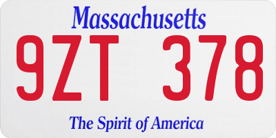 MA license plate 9ZT378