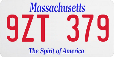 MA license plate 9ZT379