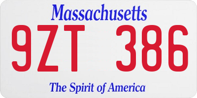 MA license plate 9ZT386