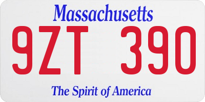 MA license plate 9ZT390