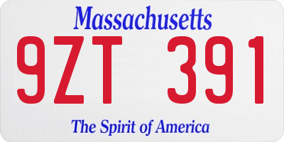 MA license plate 9ZT391