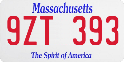 MA license plate 9ZT393