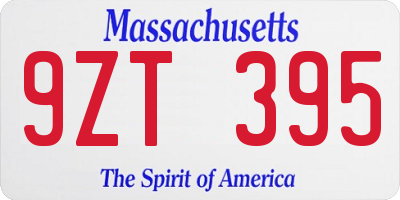 MA license plate 9ZT395