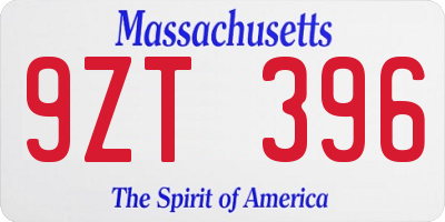 MA license plate 9ZT396