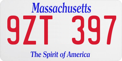 MA license plate 9ZT397