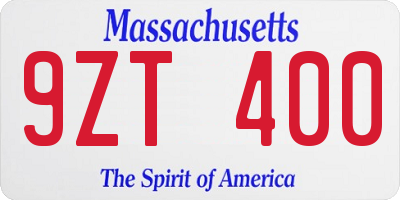 MA license plate 9ZT400