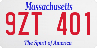 MA license plate 9ZT401
