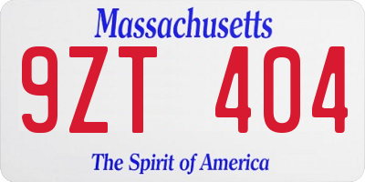 MA license plate 9ZT404