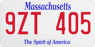 MA license plate 9ZT405