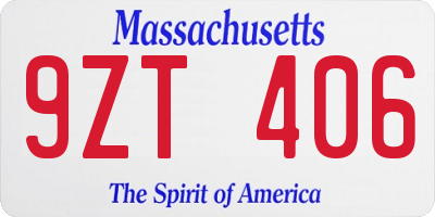 MA license plate 9ZT406
