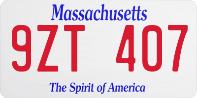 MA license plate 9ZT407