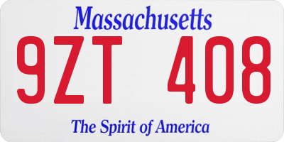 MA license plate 9ZT408