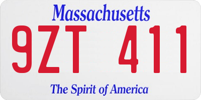 MA license plate 9ZT411
