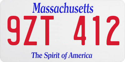 MA license plate 9ZT412
