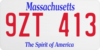 MA license plate 9ZT413