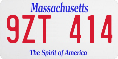 MA license plate 9ZT414