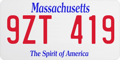 MA license plate 9ZT419
