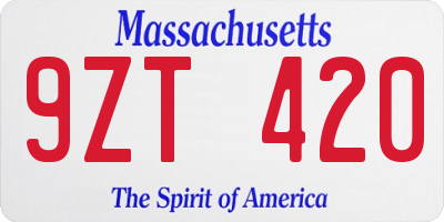 MA license plate 9ZT420
