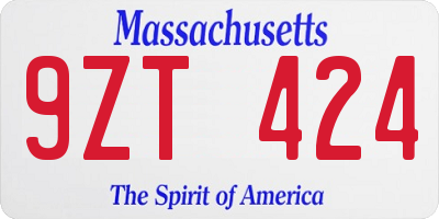 MA license plate 9ZT424