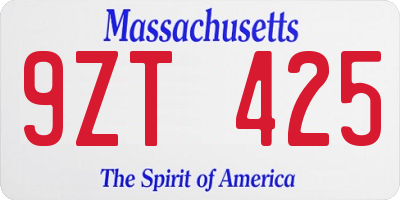 MA license plate 9ZT425