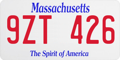 MA license plate 9ZT426
