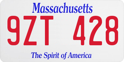 MA license plate 9ZT428