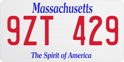 MA license plate 9ZT429