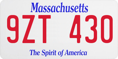 MA license plate 9ZT430