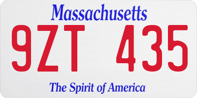 MA license plate 9ZT435