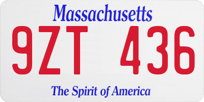 MA license plate 9ZT436
