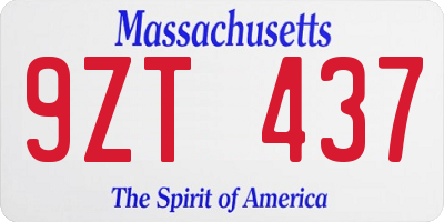 MA license plate 9ZT437