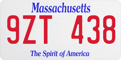 MA license plate 9ZT438