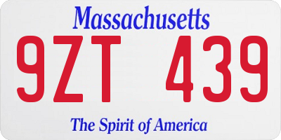 MA license plate 9ZT439