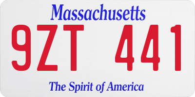 MA license plate 9ZT441