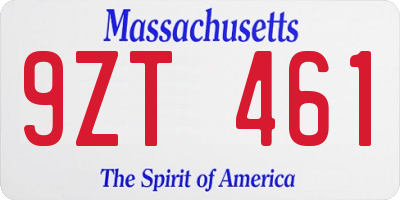 MA license plate 9ZT461