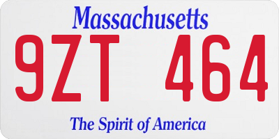 MA license plate 9ZT464