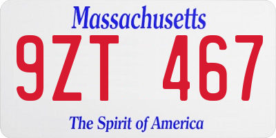 MA license plate 9ZT467