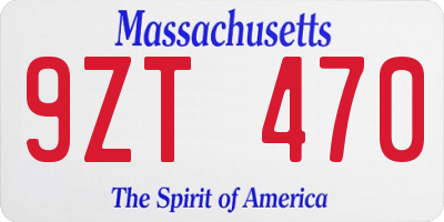 MA license plate 9ZT470