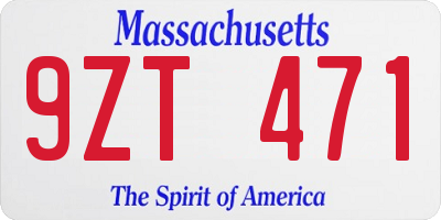 MA license plate 9ZT471