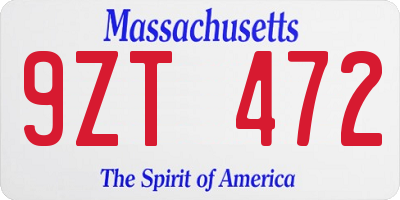 MA license plate 9ZT472